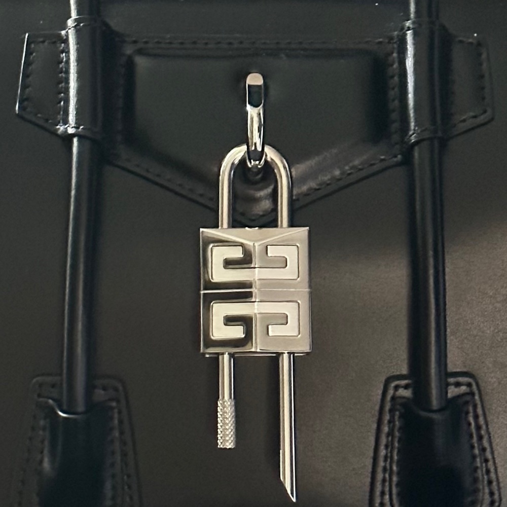 Givenchy ANTIGONA Black Mini Bag with Silver Padlock Charm
